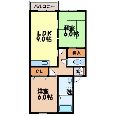 TAMAKIIII(2LDK/2階)の間取り写真