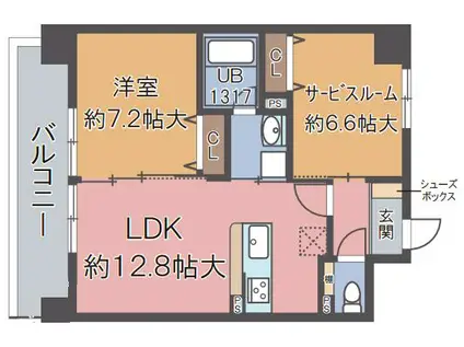 クラヴィエ西梅田(1SLDK/4階)の間取り写真