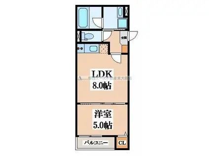 クラスティーネ若江西(1LDK/3階)の間取り写真