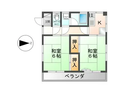 新 東町荘(2K/2階)の間取り写真