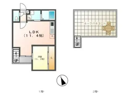 グランティック中村区役所(1LDK/2階)の間取り写真