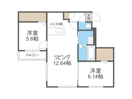 ヴィレッジ琴似(2LDK/4階)の間取り写真