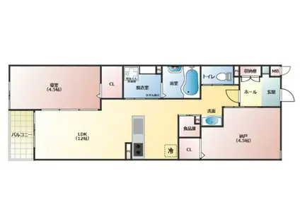 ビタミンテラス明石別所町(1SLDK/2階)の間取り写真