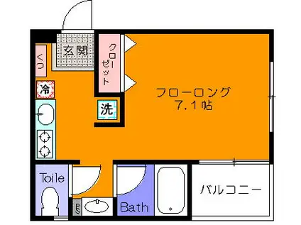 オーキッドハウス(ワンルーム/1階)の間取り写真