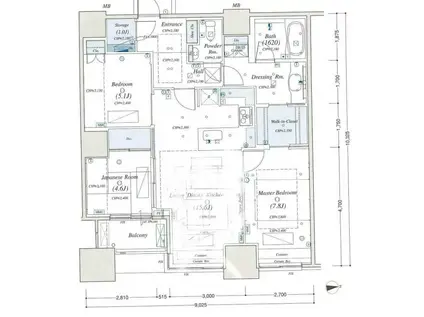 高輪ザ・レジデンスタワー棟(3LDK/15階)の間取り写真