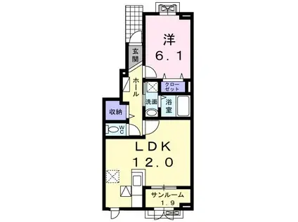 P.H.3(1LDK/1階)の間取り写真
