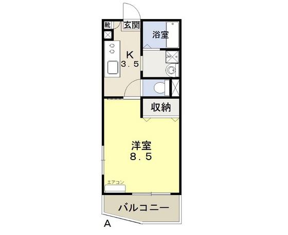 トパーズ白石(1K/1階)の間取り写真