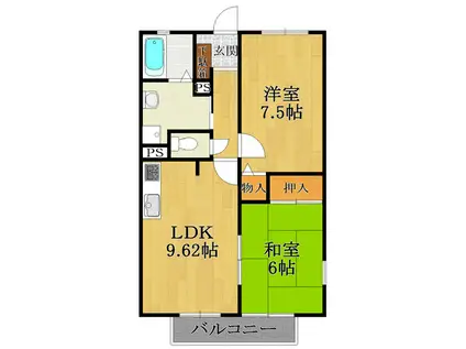 ベアント甲子園(2LDK/2階)の間取り写真