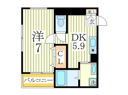 コンブリオ柏(1DK/2階)の間取り写真