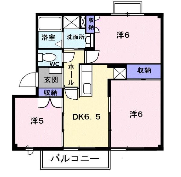 パストラル2(3DK/2階)の間取り写真