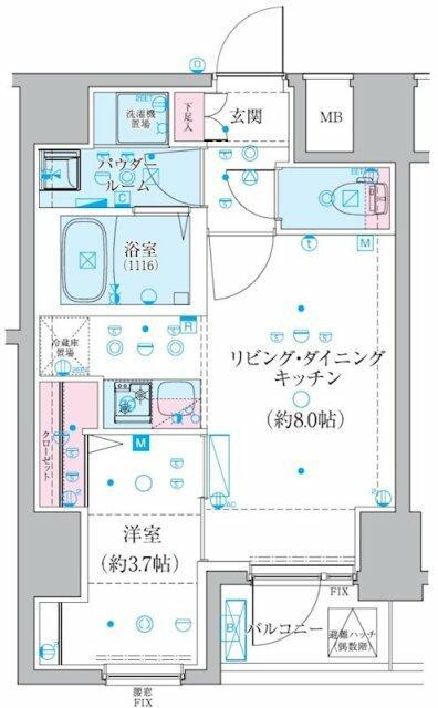 GENOVIA椎名町(1LDK/12階)の間取り写真