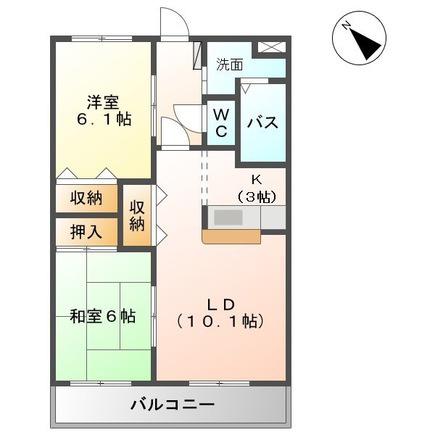 サンハイム中村(2LDK/1階)の間取り写真
