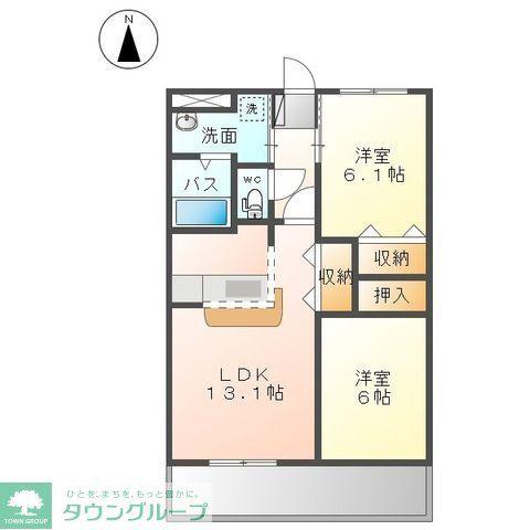 プレステージ中居(2LDK/2階)の間取り写真