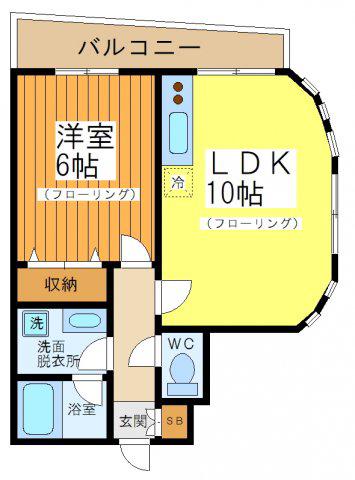 京王線 上北沢駅 徒歩7分 3階建 築34年(1LDK/3階)の間取り写真