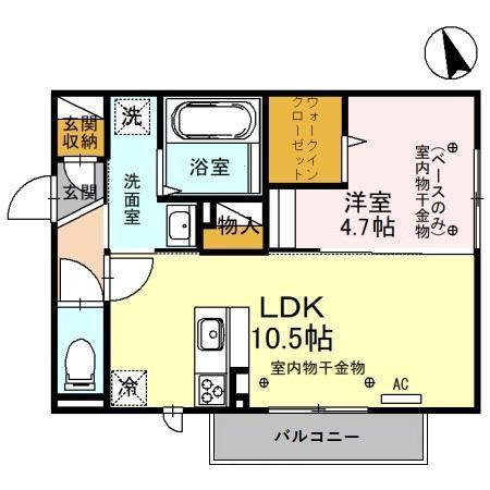 キューブ倉光(1LDK/1階)の間取り写真
