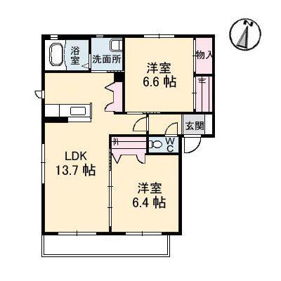 パティオA(2LDK/1階)の間取り写真