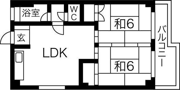 ヴィラコスモス稲沢(2LDK/4階)の間取り写真