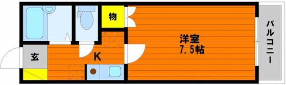 カーサ城北弐番館(1K/1階)の間取り写真