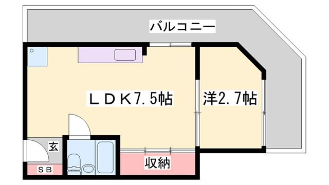 ペシュ七番館(2LDK/5階)の間取り写真