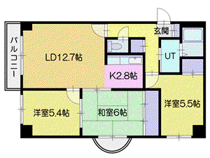 サントアリオデ大谷地(3LDK/6階)の間取り写真