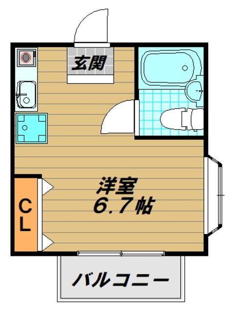 コスモ西山(ワンルーム/2階)の間取り写真