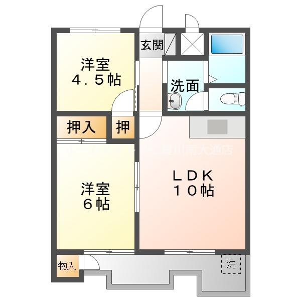 ヴィレッジ杉田A(2LDK/3階)の間取り写真