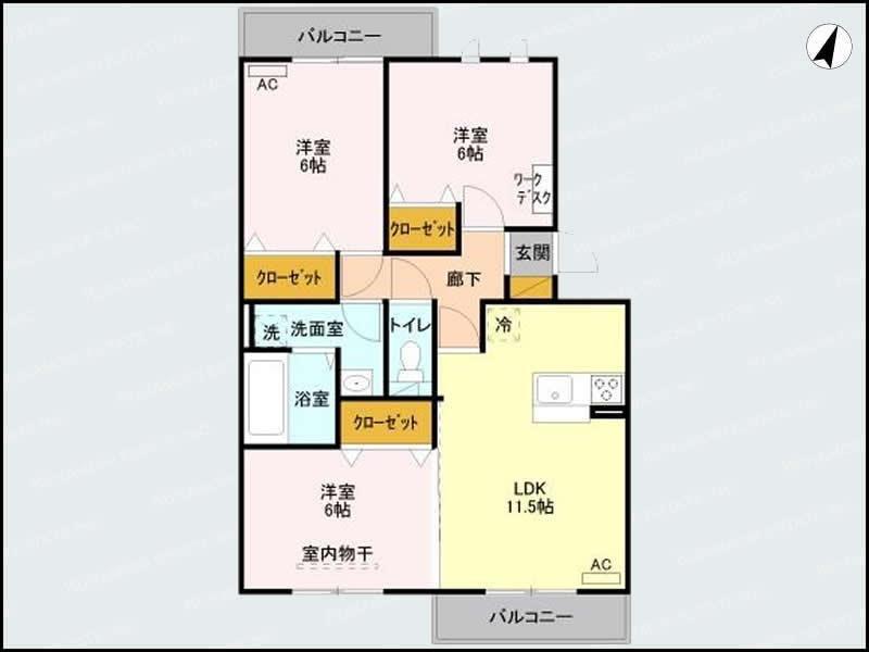 セイチ上近江A(3LDK/2階)の間取り写真