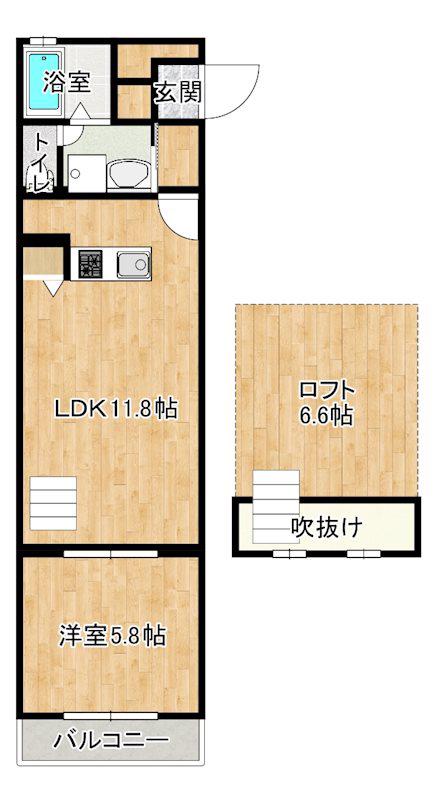 メゾン祇園(1LDK/2階)の間取り写真