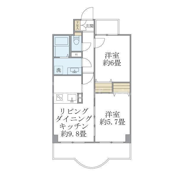 西船橋スクエアガーデン(2DK/7階)の間取り写真