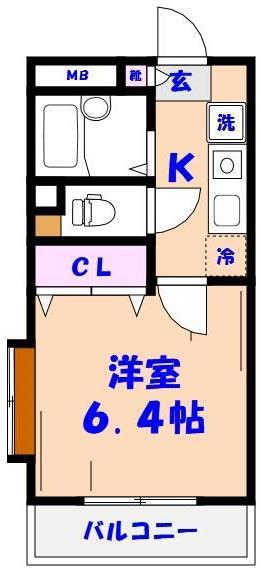 矢切ビル(1K/2階)の間取り写真
