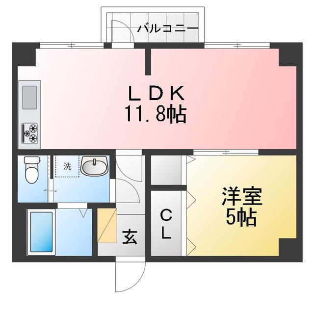 マンション川口(1LDK/3階)の間取り写真