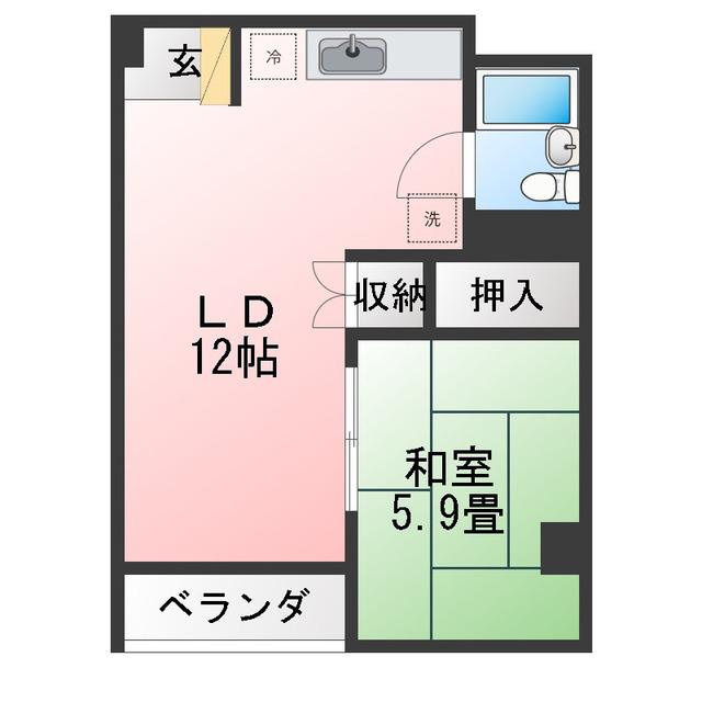 ハイツ花園(1LDK/3階)の間取り写真