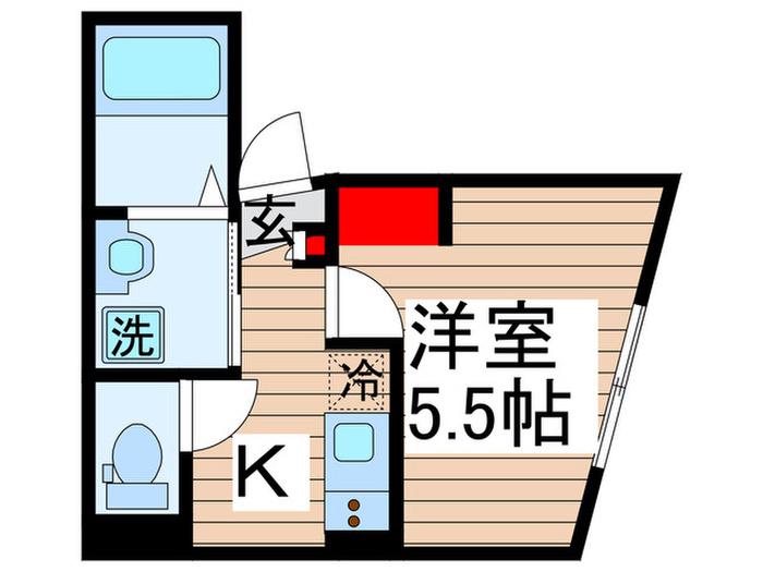 REBERTY五反野II(1K/2階)の間取り写真