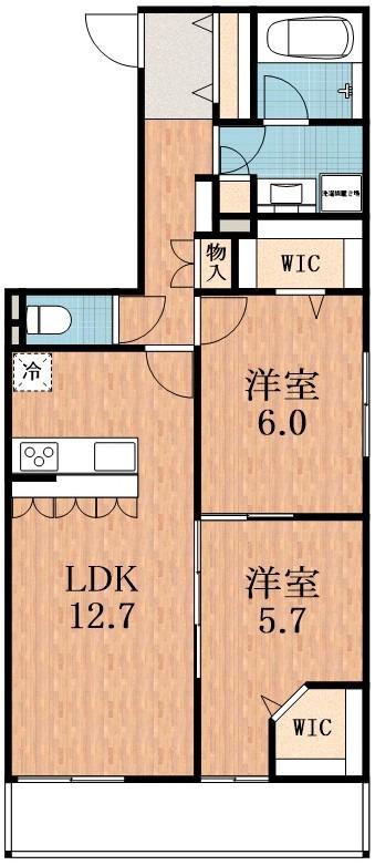メゾンベール難波(2LDK/2階)の間取り写真