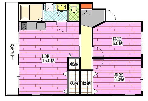 カルチェ堀田 I(2LDK/2階)の間取り写真