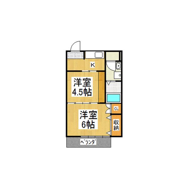 コーポ巾上(2K/3階)の間取り写真