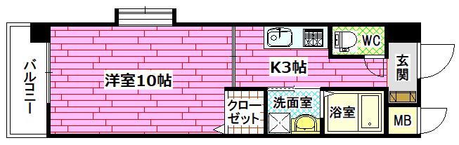 フィオレンテ(1K/1階)の間取り写真