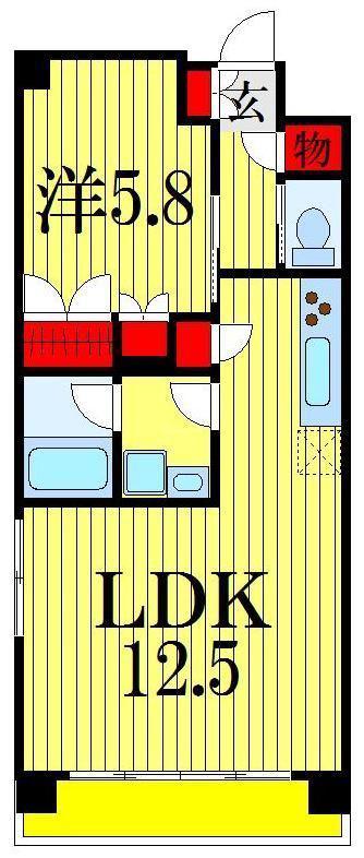 サプール津田沼(1LDK/4階)の間取り写真