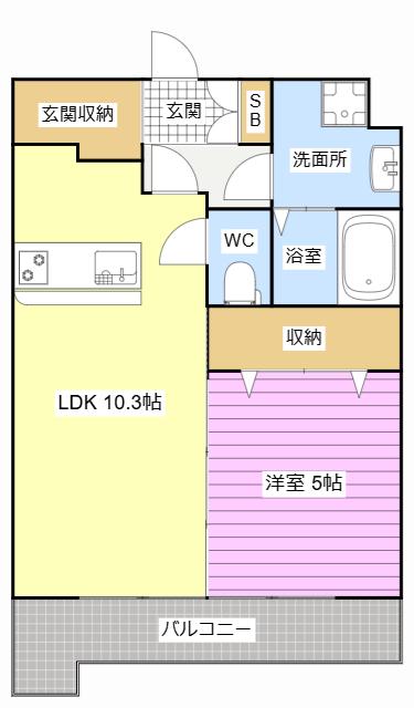 ルグラン(1LDK/5階)の間取り写真