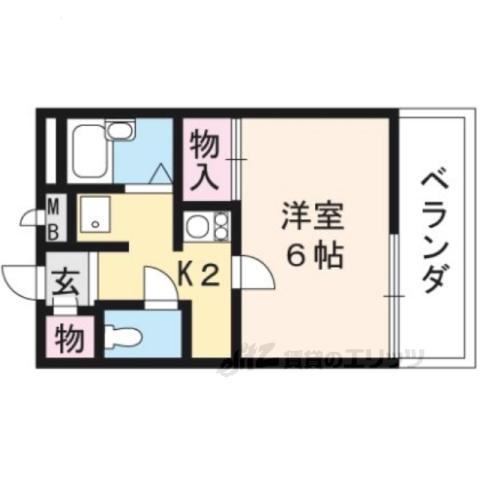 レオパレス西陣(1K/2階)の間取り写真