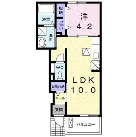 アダージォ 1LDK(1LDK/1階)の間取り写真