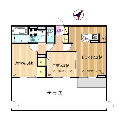 ルミエールK(2LDK/1階)の間取り写真