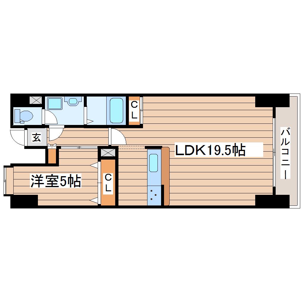 ラシール仙台(1LDK/6階)の間取り写真