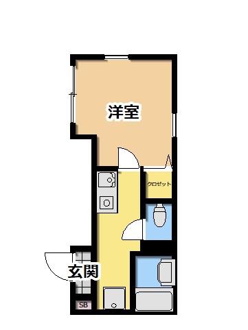 コーポロベリア(1K/1階)の間取り写真