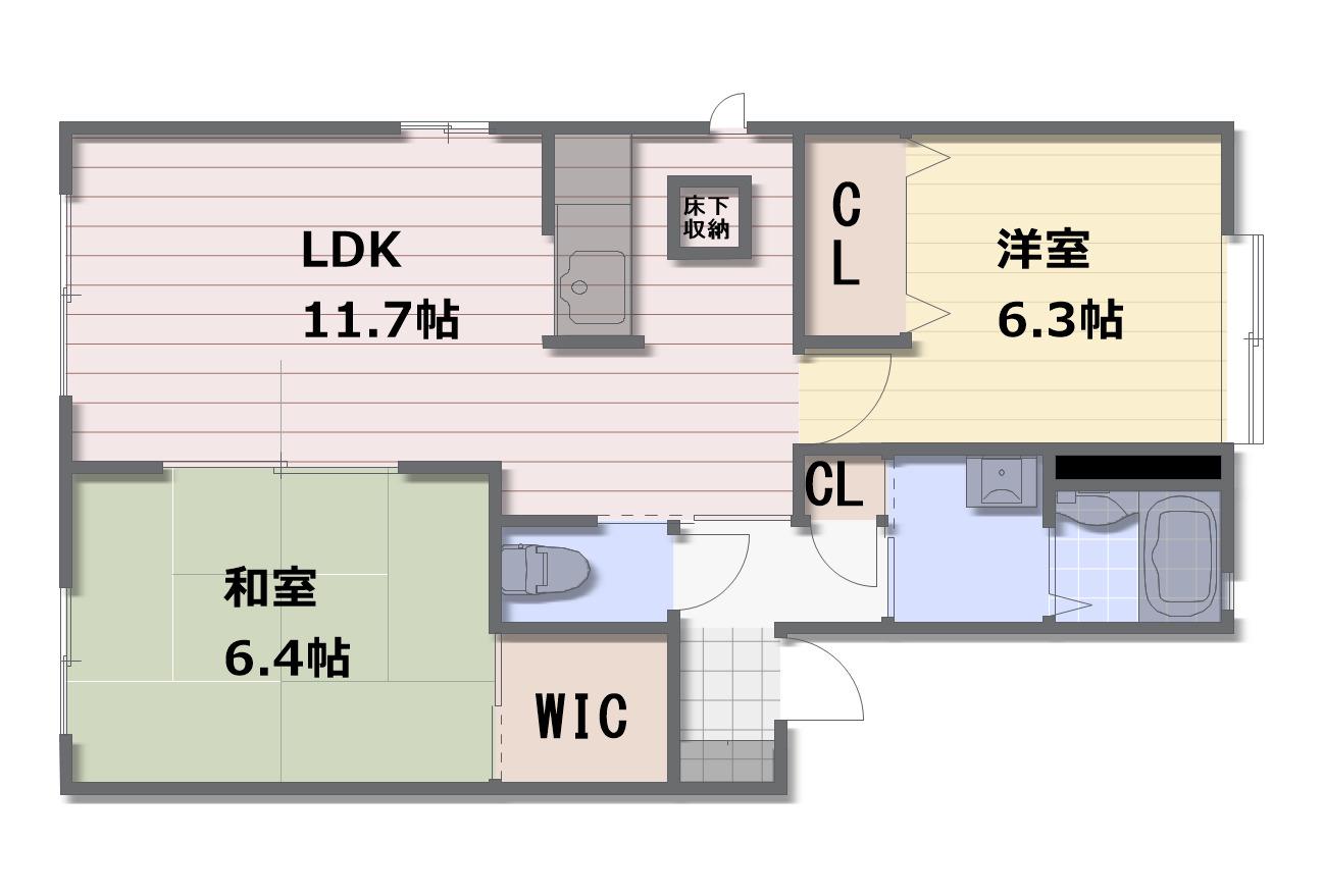 プレジールアン B棟(2LDK/1階)の間取り写真