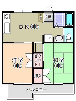 リバーイースト(2DK/2階)の間取り写真