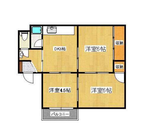 カネダイマンション(3DK/2階)の間取り写真