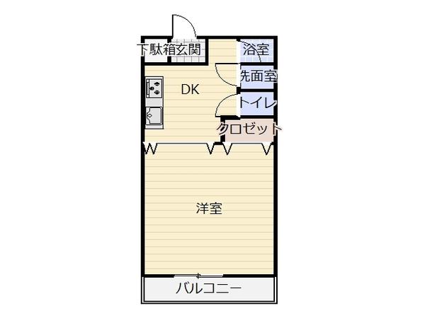 ワンルームマンション グリーンハイツ(1K/2階)の間取り写真