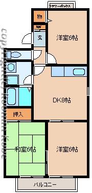 プリシェール西明石(3DK/2階)の間取り写真