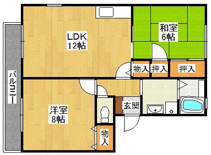 フォンテーヌ2(2LDK/1階)の間取り写真